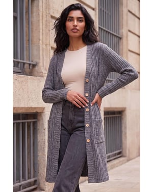 Ribbed Jersey Snit Cardigan