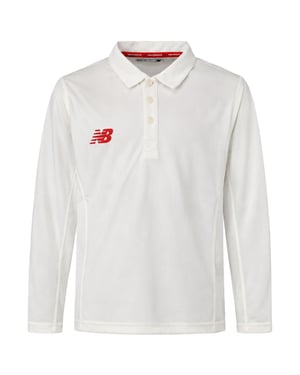New Balance Logo Kids Off White Cricket Polo Shirt