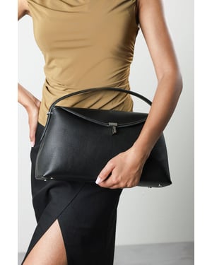 Where's That From Womens Havina Leather Grab Bag with Gold Clasp Detail