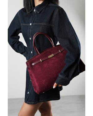 Where's That From Womens Grelle Leather Belt Lock Detail Tote Bag