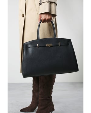 Where's That From Womens Grelle Leather Belt Lock Detail Tote Bag