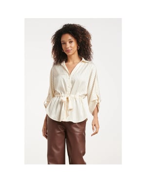 Smashed Lemon Blouse met structuurstreep en tailleceintuur |