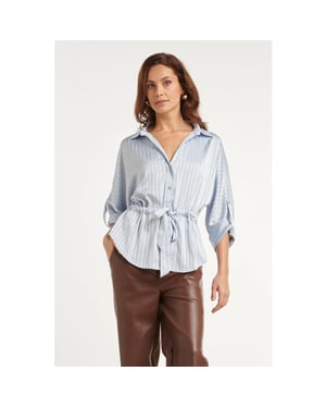 Smashed Lemon Blouse met structuurstreep en tailleceintuur |