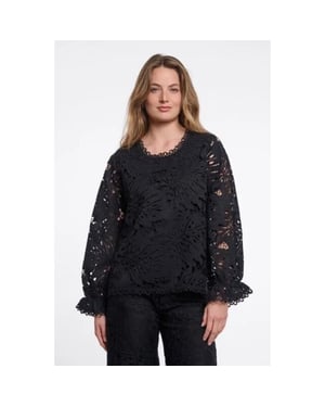 Rino & Pelle Rodiana.7002611 rino en pelle blouse with balloon sleeves black