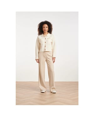 Smashed Lemon Wide leg broek van geweven stof met visgraatstructuur |