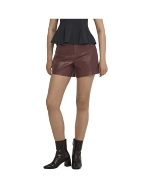 Only Onljulia faux leather shorts otw rum raisin