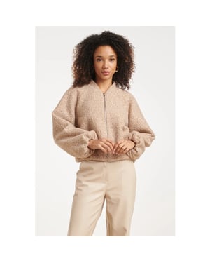 Smashed Lemon Bouclé jack met ritssluiting |