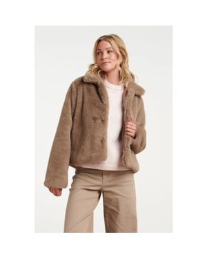 Smashed Lemon Korte faux fur jas met kraag |