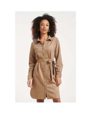 Smashed Lemon Faux suède jurk met tailleceintuur |