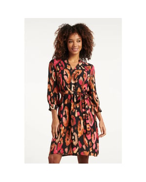 Smashed Lemon 25677 roze en zwart dierenprint jurk |