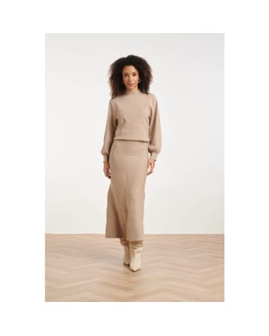 Smashed Lemon Gebreide midi rok met ribstructuur |