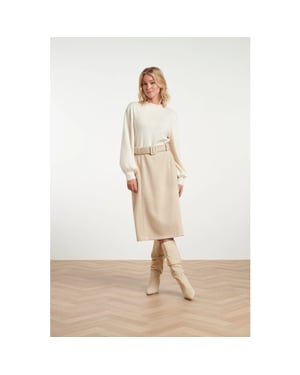 Smashed Lemon Midi rok van geweven stof met visgraatstructuur |