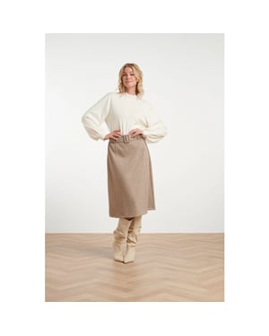 Smashed Lemon Midi rok van geweven stof met visgraatstructuur |