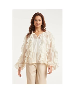 Smashed Lemon Blouse van luchtige stof met ruches |