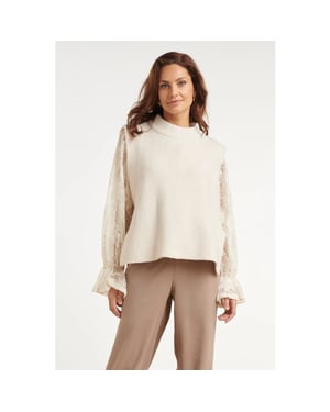 Smashed Lemon Mouwloze gebreide top met strikdetails |