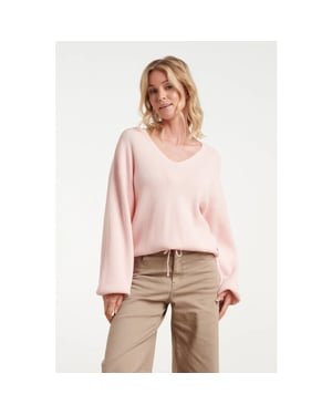 Smashed Lemon Gebreide top met v-hals en strikdetail |