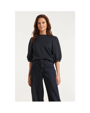 Smashed Lemon Stretch top met pofmouwen |
