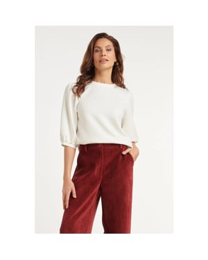 Smashed Lemon Stretch top met pofmouwen |