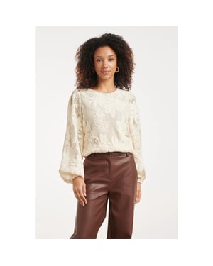 Smashed Lemon Mesh top met 3d bloemenborduursel |