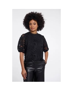 Rino & Pelle Chantalle.7002611 rino en pelle short balloon sleeve top black