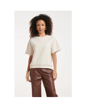 Smashed Lemon Top met ton-sur-ton geborduurd print |