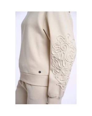 Rino & Pelle Manar.7002612 rino en pelle crew neck sweater with applicated sleeves off white