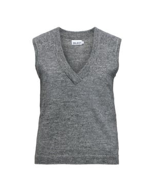Object objdenisi s/l re knit vest noos 23049215 medium grey melange