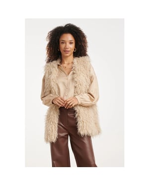 Smashed Lemon Luxe faux fur gilet met lange lengte |