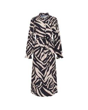 Smashed Lemon 23743-010-999 zebra print v-hals jurk voor dames |