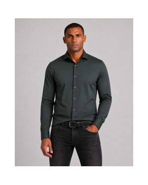 Pure E41300-21750 436 forest green plain overhemd