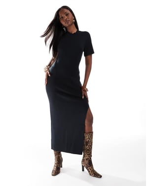 Abercrombie & Fitch midi dress in black with side slit