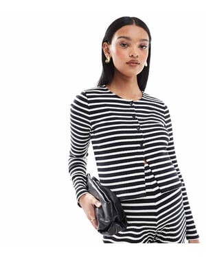Mamalicious Maternity buttondown jersey cardigan co-ord in mono stripe