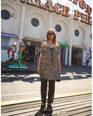 Labelrail x Laura Elizabeth Klein ruched mini dress in leopard