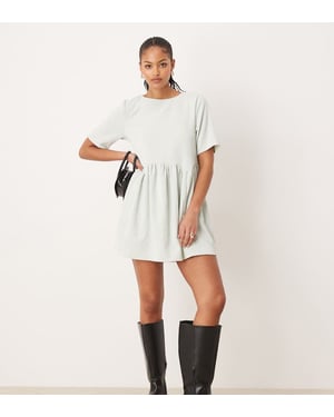 ASOS DESIGN tall cord smock tee mini dress with waist seam detail in mint