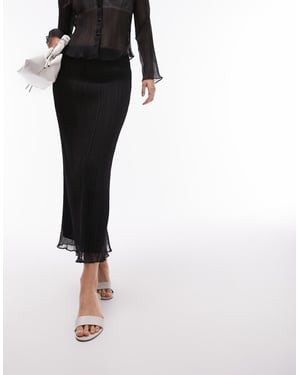 Topshop co-ord plisse straight midi skirt in black