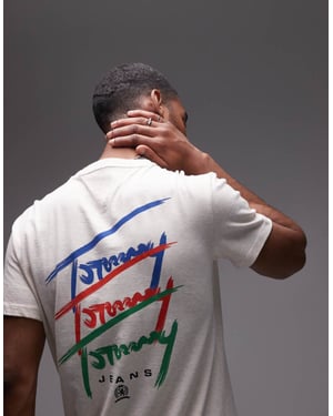 Tommy Jeans repeat signature back print t-shirt in oat marl