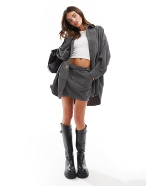 ASOS DESIGN cord belted micro mini skirt co-ord in grey