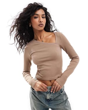ASOS DESIGN seamless sculpting asymmetric neckline top - MOCHA
