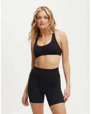 Cotton On Ultra soft plunge strappy crop in black