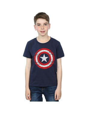 Marvel Jongens Avengers Captain America Gekrast Schild T-Shirt (Marineblauw)