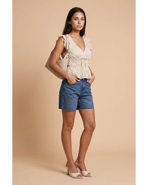 Raw Hem Mom Shorts
