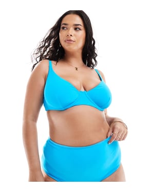 ASOS DESIGN Curve mix and match high waist bikini bottom in bright blue