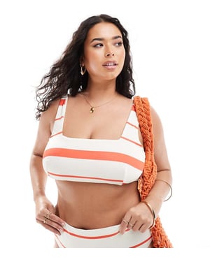 ASOS DESIGN Curve Mia mix & match crop bikini top in tomato stripe