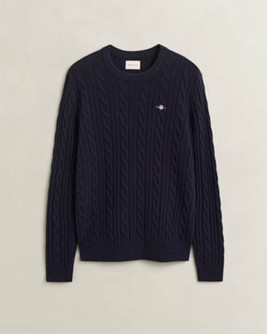 Regular Fit Long Sleeve Logo Detail Jumper in Navy