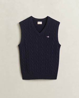 Regular Fit Sleeveless Logo Detail Jumper in Navy