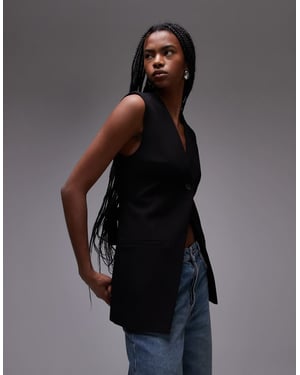 Topshop sleeveless backless blazer in black