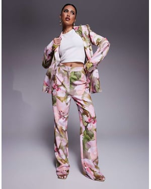 ASOS LUXE co-ord tailored suit trousers in pink floral print