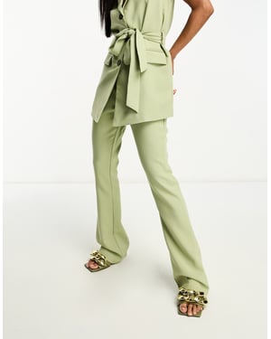 In The Style tailored flared trousers co-ord in sage