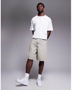 ASOS DESIGN long length denim jort in bleach wash