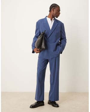 ASOS DESIGN wide leg suit trousers in blue